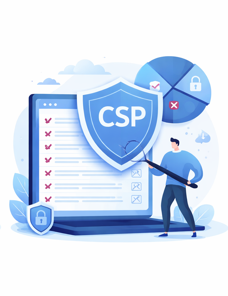 CSP violation reporting dashboard showing blocked resources and directives