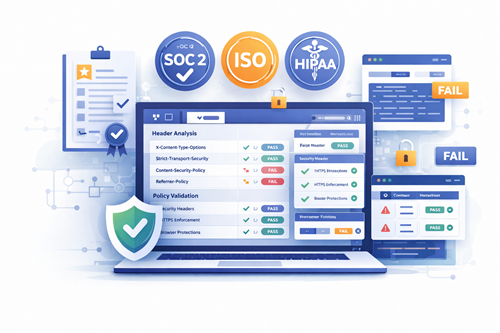 Security compliance audit dashboard with framework mappings